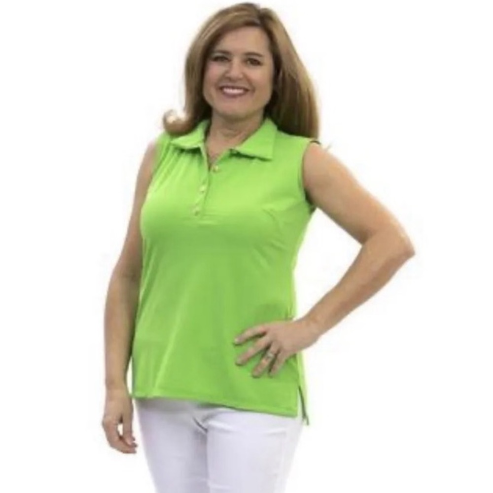 $125 NWT Katherine Way Cypress Lime Golf Polo Top UPF 50 XXS
